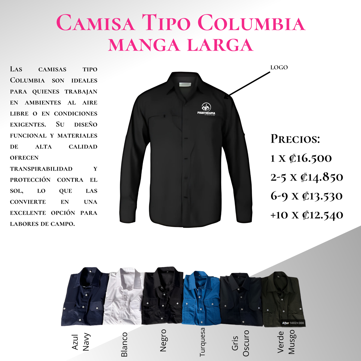 CAMISA TIPO COLUMBIA MANGA LARGA