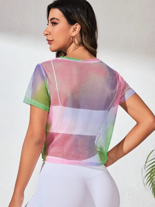 Camiseta holgada de malla multicolor